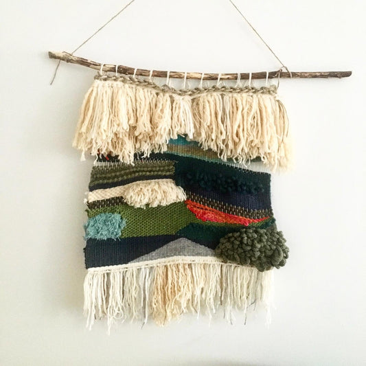 Dreaming in Greens: handwoven wall hanging